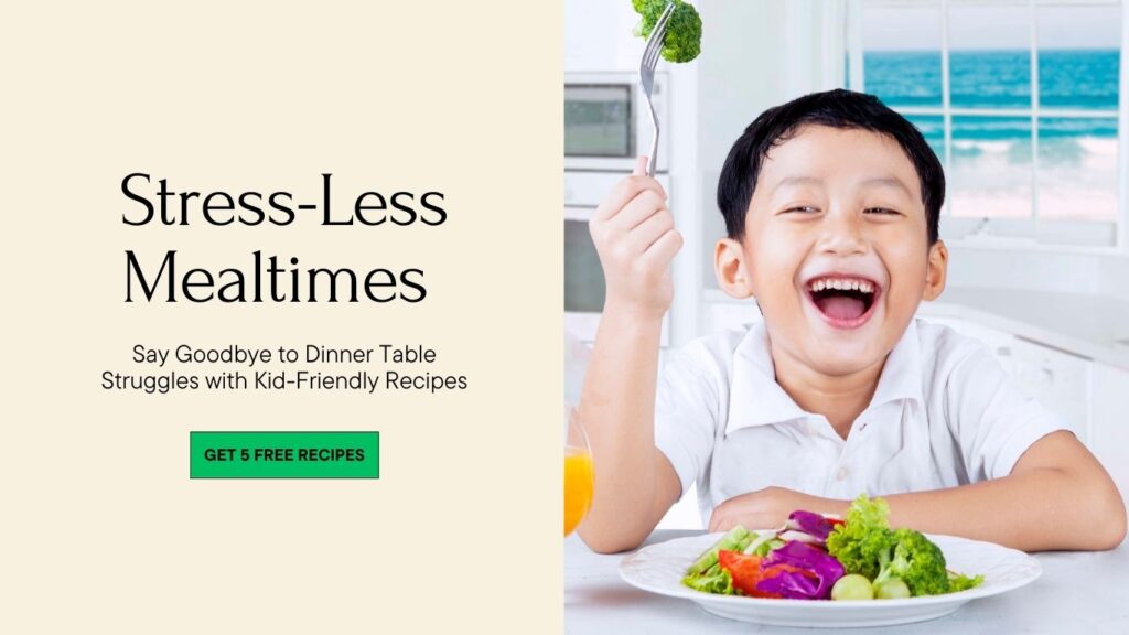 Example of a hero section for a webpage, featuring a little boy eating vegetables